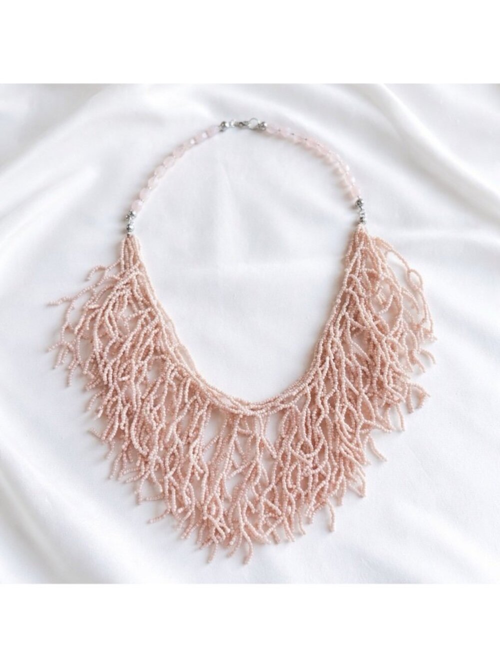 Reimagined Pink Coral Multi Strand Statement Necklace